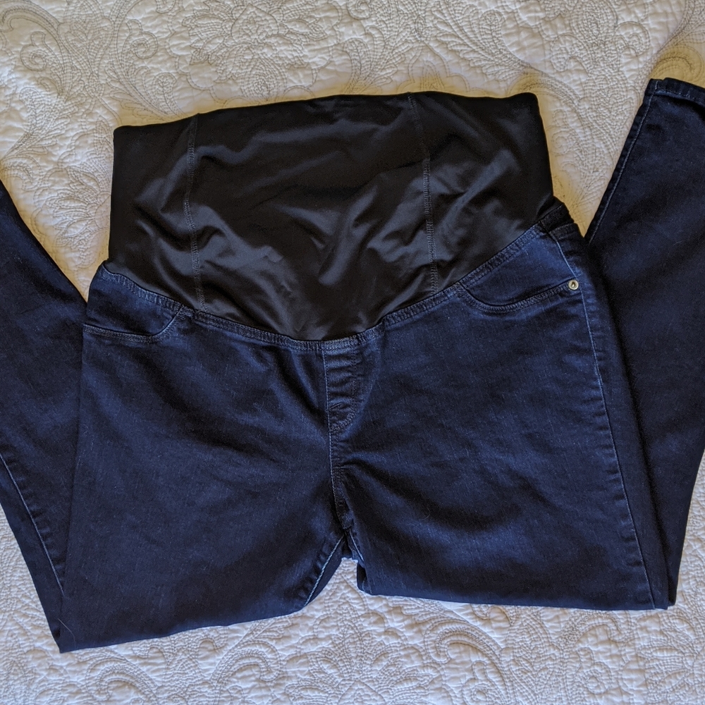 Maternity Crossover Panel Skinny Blue Jeggings